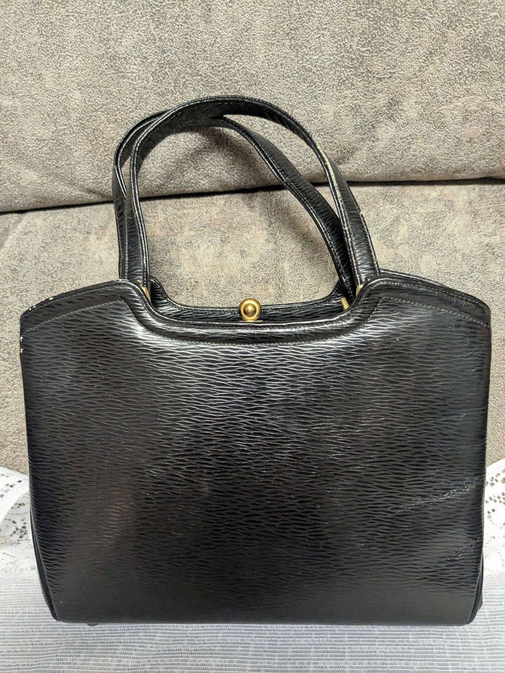 Vintage Andrew Geller Black Textured Leather Frame Bag – Mid-Century 1950s/60s